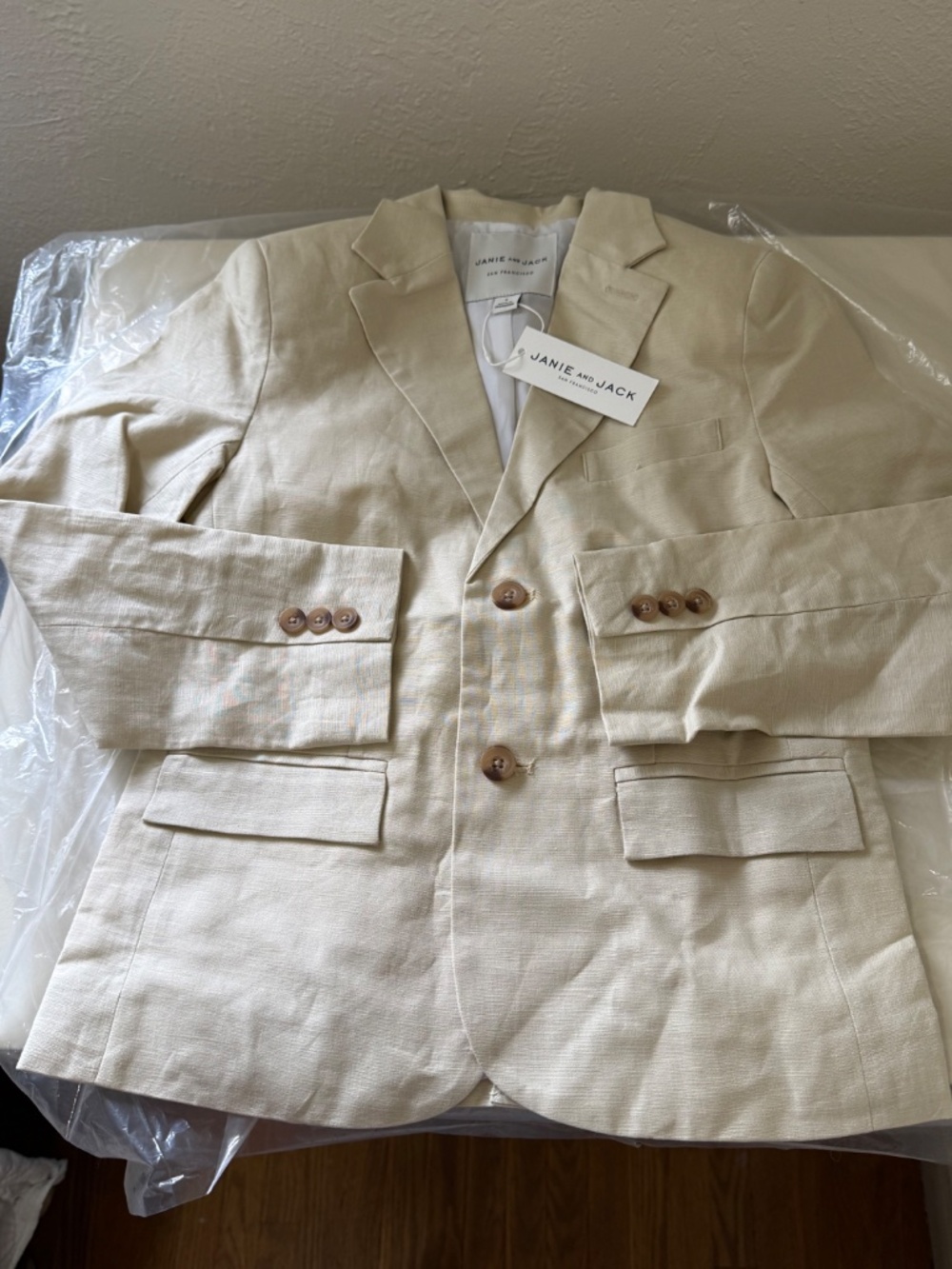 JANIE AND JACK BOY LIGHT KHAKI LINEN COTTON BLAZER SIZE 8 - Picture 10 of 11